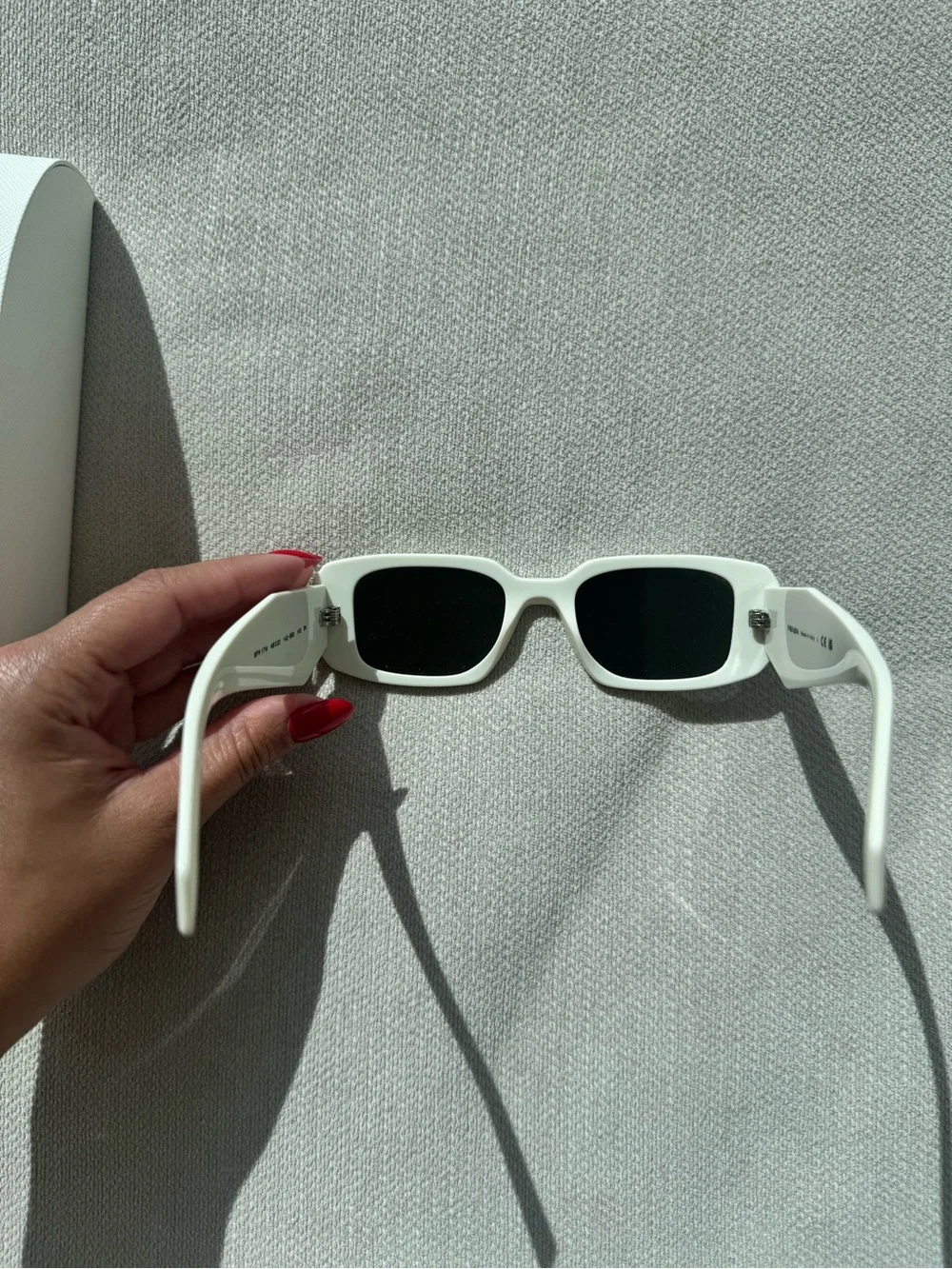 White Retro Prada Rectangle Sunglasses
